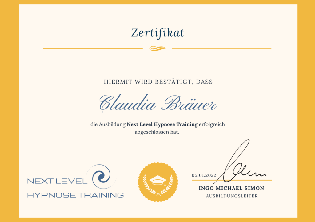 Zertifikat Hypnose, Entspannung & Stressabbau mit Claudia Bräuer, Heilpraktikerin & Coach