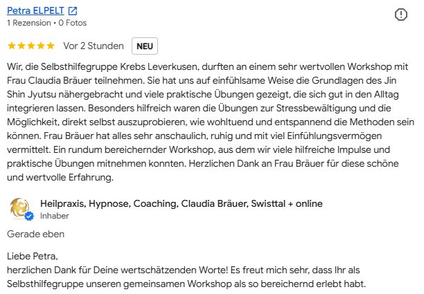 Referenz Selbsthilfegruppe LEV für Claudia Bräuer